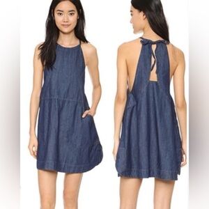 Free People Denim Halter Babydoll Dress